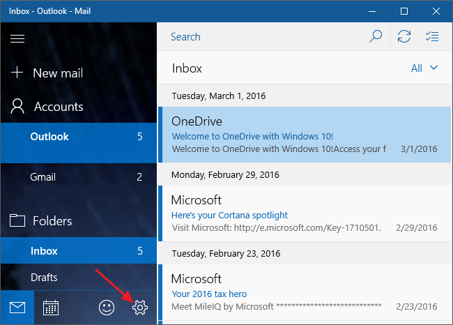 Désactiver l'affichage des conversations sur l'application Windows 10 Mail