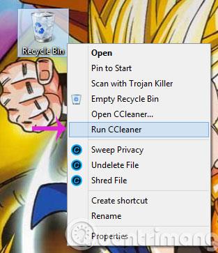 Un moyen simple d'intégrer CCleaner dans le menu contextuel de la corbeille