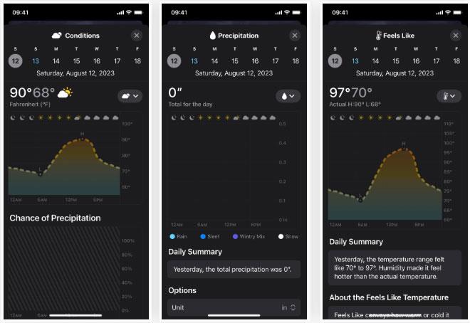 Nouvelles fonctionnalités de l'application Météo Météo sur iOS 17