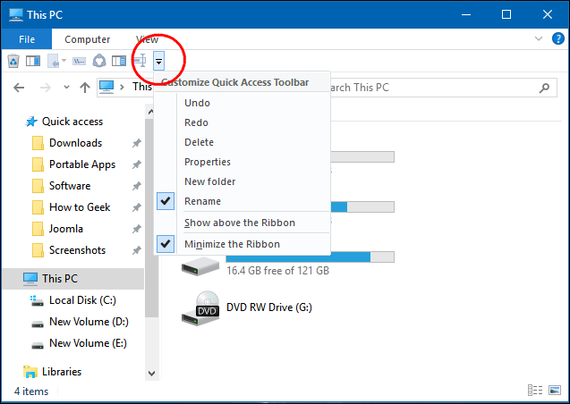 En savoir plus sur la barre d'outils d'accès rapide sous Windows 10