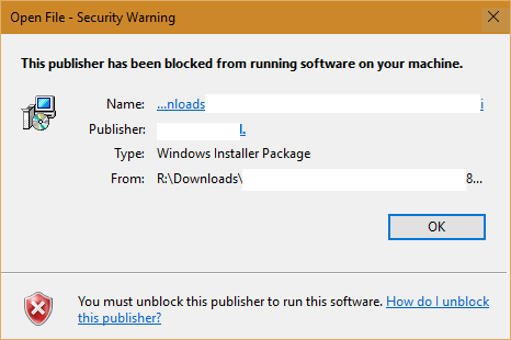 Исправьте ошибку «Этому издателю запрещено запускать программное обеспечение на вашем компьютере» в Windows 10.