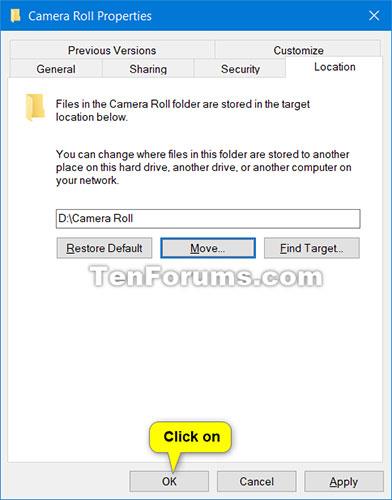So ändern oder wiederherstellen Sie den Standardspeicherort des Camera Roll-Ordners in Windows 10