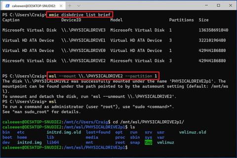 Windows 10에서 WSL2를 사용하여 Linux 파일 시스템을 마운트하는 방법