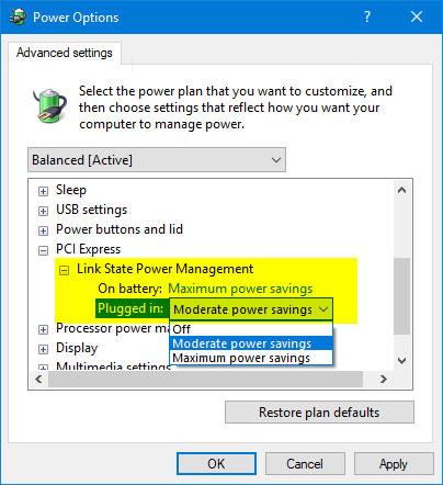 Comment ajouter/supprimer la gestion de l'alimentation par état de lien des options d'alimentation dans Windows 10