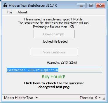 HT Brute Forcer で HiddenTear ランサムウェアを無効にする