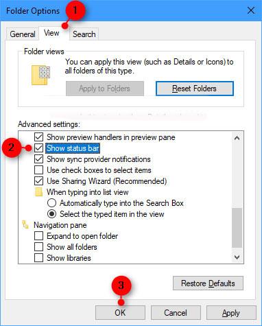 Come nascondere/mostrare la barra di stato in Esplora file su Windows 10