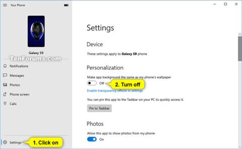 Comment activer/désactiver la synchronisation du fond décran du téléphone avec le fond décran de lapplication Votre téléphone sur un PC Windows 10