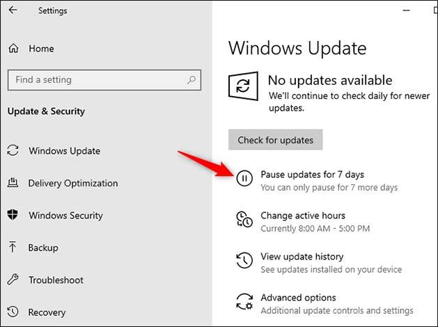 如何在 Windows 10 家用版上暫停更新