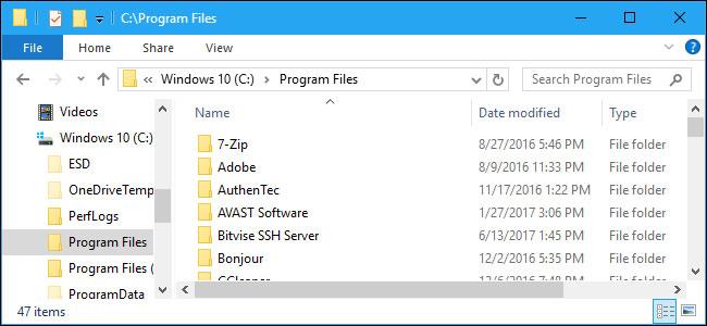 Informazioni sulla cartella Programmi in Windows