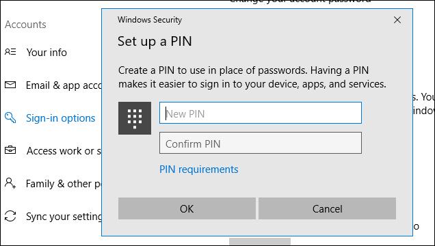 Windows 10 PIN 문자 제한을 사용자 지정하는 방법