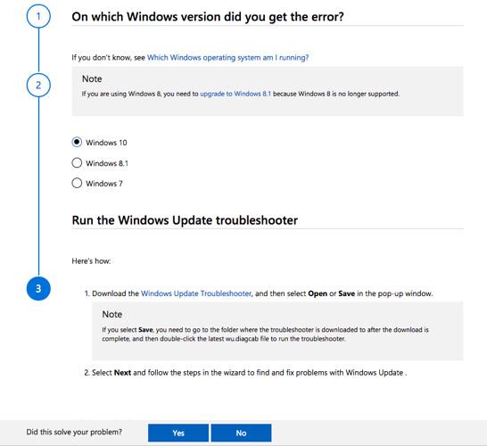 Istruzioni per l'utilizzo dello strumento di risoluzione dei problemi di Windows Update