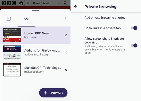 Comment accéder aux applications en mode navigation privée sur Android