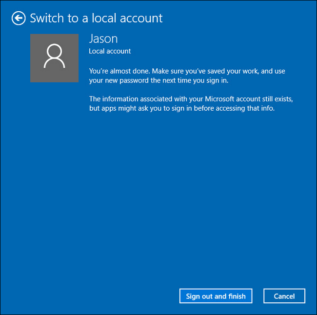 Instructions pour convertir un compte Microsoft en compte local sous Windows 10/8.1