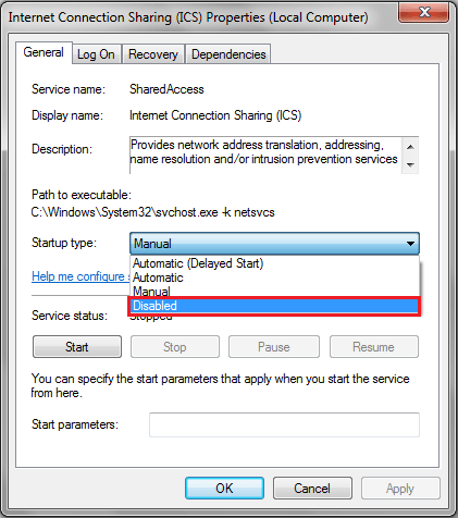 Instructions pour désactiver le partage de connexion Internet sous Windows