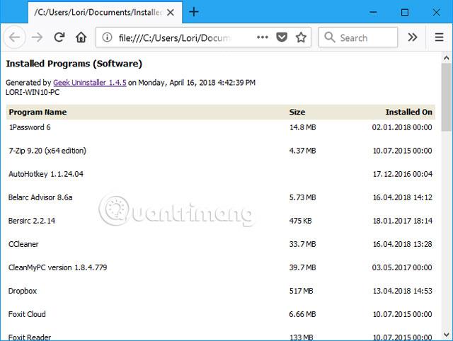 Come creare un elenco dei programmi installati su Windows