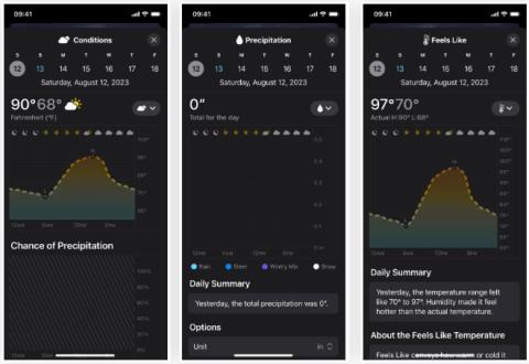 Новые функции в приложении «Погода» на iOS 17
