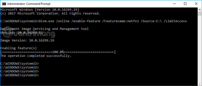 Correction de l'erreur 0x800F081F lors de l'installation de .Net Framework 3.5