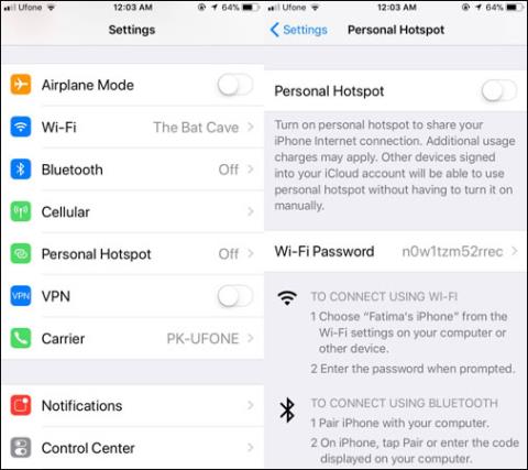 Come cambiare la password WiFi (hotspot WiFi) su iPhone