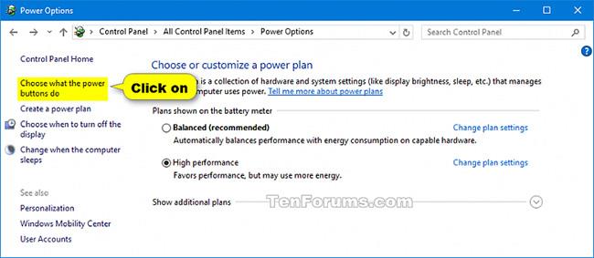 Instructions pour personnaliser le bouton d'alimentation dans Windows 10