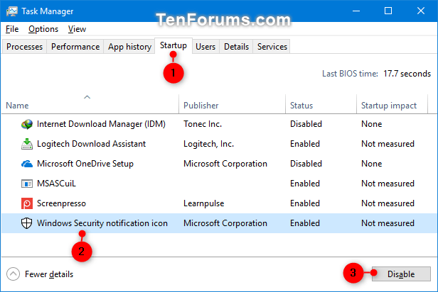 Come nascondere o mostrare l'icona Sicurezza di Windows sulla barra delle applicazioni di Windows 10