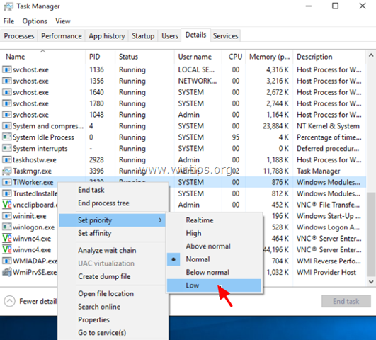 Behebung eines ungewöhnlich hohen CPU-Fehlers aufgrund von TiWorker.exe unter Windows 10/8.1/8