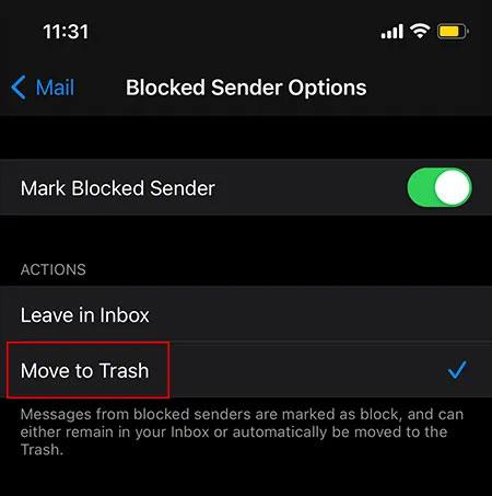 Comment configurer la suppression automatique des e-mails des expéditeurs bloqués sur iPhone