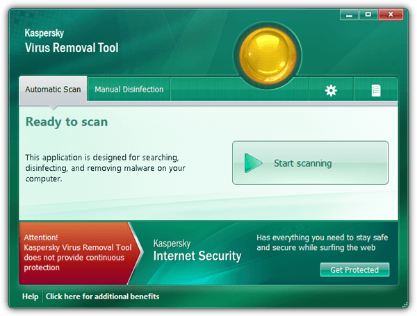 Обновите базу данных AVP Tool Kaspersky Virus Removal Tool вручную.