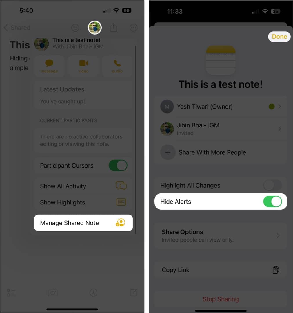 Comment désactiver les notifications de notes partagées sur iPhone