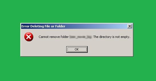 Istruzioni per correggere l'errore "Impossibile eliminare la cartella: la directory non è vuota"