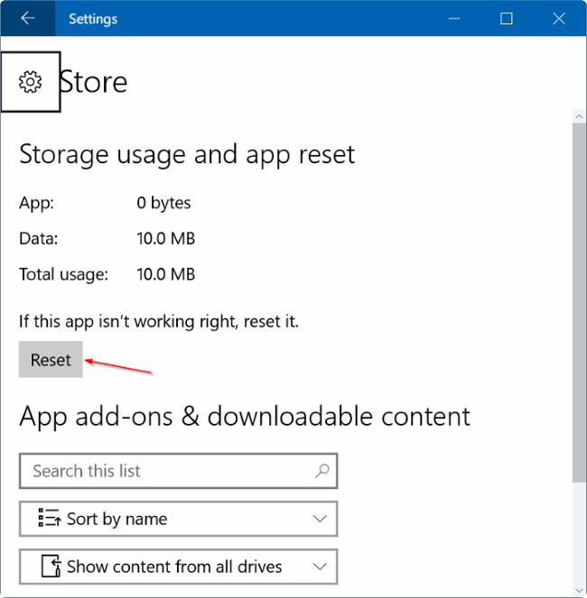 Anweisungen zum Zurücksetzen der Windows Store-Anwendung unter Windows 10