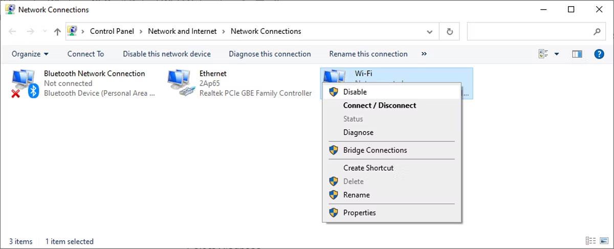 Correction du réseau WiFi n'affichant pas d'erreur sous Windows 10