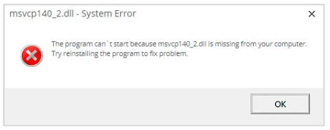 Comment réparer l’erreur manquante Msvcp140_2.dll