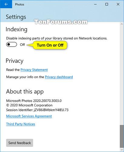 Как включить/отключить индексацию сетевых местоположений в приложении «Фотографии» в Windows 10