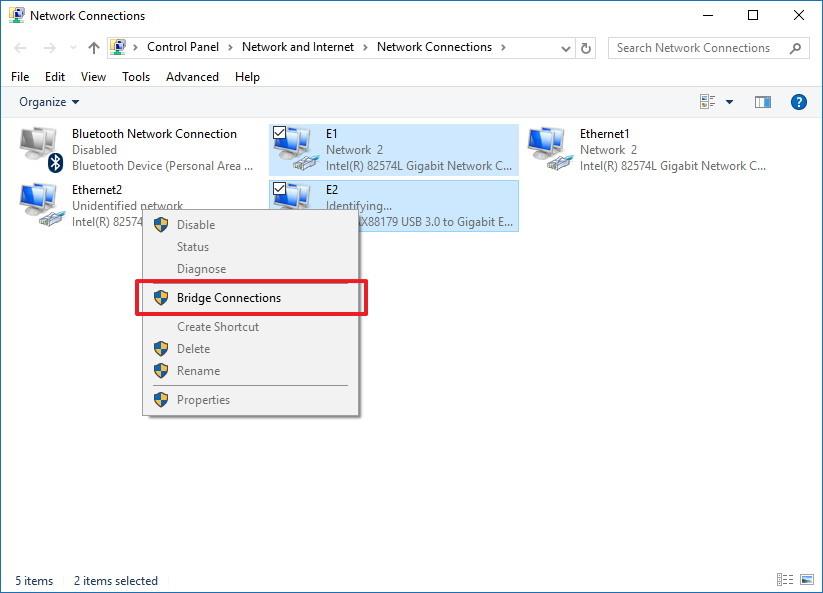 Instructions pour configurer et gérer Network Bridge sous Windows 10