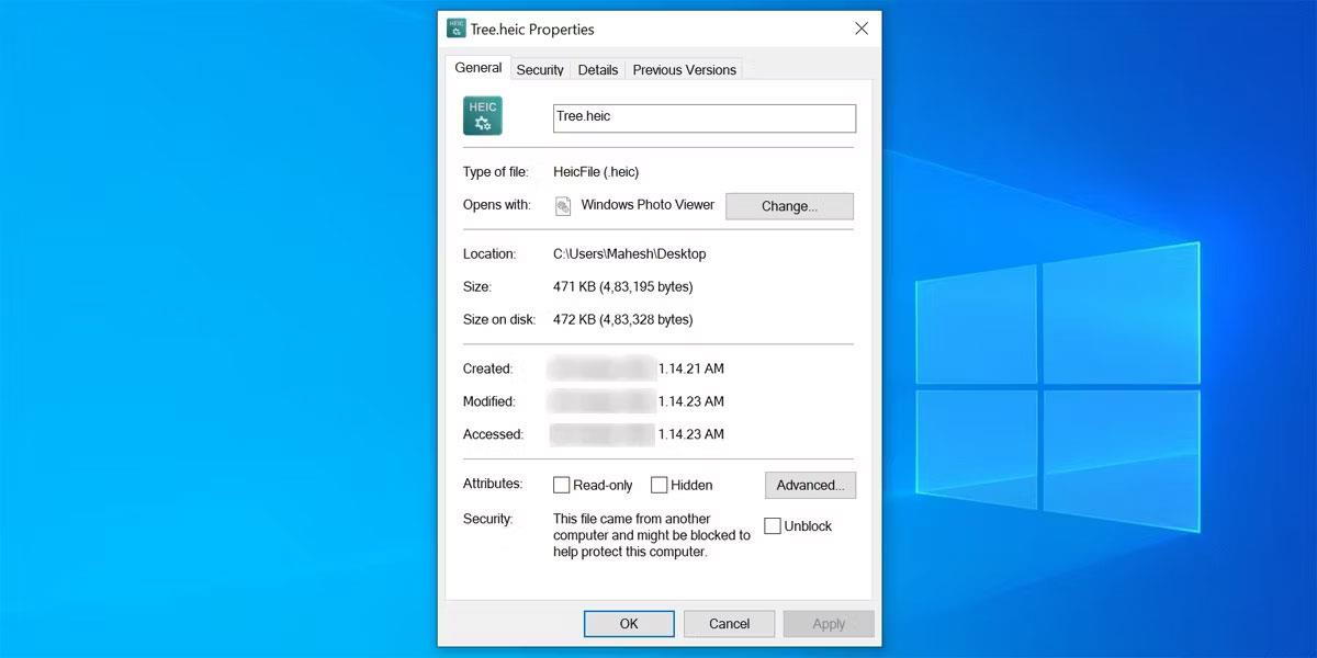 Correction d'une erreur de non-possibilité d'ouvrir les fichiers HEIC sous Windows