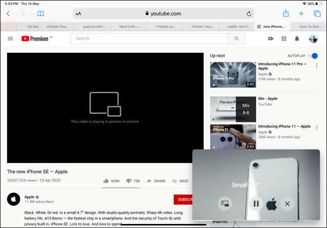 Come guardare i video di Youtube in modalità Picture-in-Picture su iPad