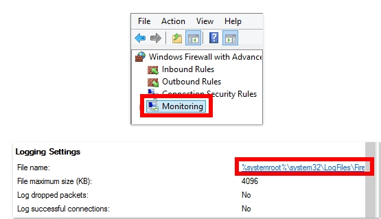 Utilizza il registro di Windows Firewall per monitorare le attività su Internet