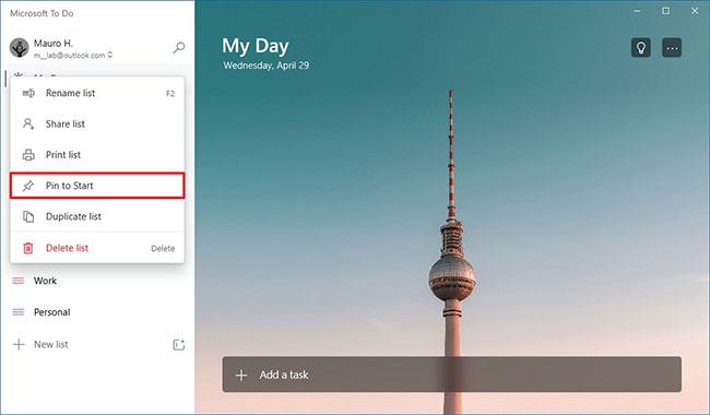 Comment épingler la liste de tâches Microsoft au menu Démarrer sous Windows 10