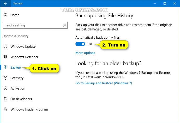 Comment activer ou désactiver la fonctionnalité Historique des fichiers dans Windows 10