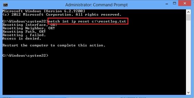 Accélérez la connexion Internet à l'aide des commandes CMD sous WindowsXP/7/8/8.1