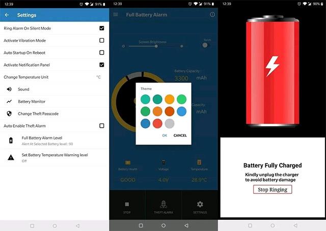 4 applications de notification de batterie pleine, « minuterie » de charge de la batterie pour Android