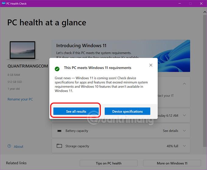 Instructions d'utilisation de Windows PC Health Check, vérifiez si votre ordinateur peut installer Windows 11 ou non