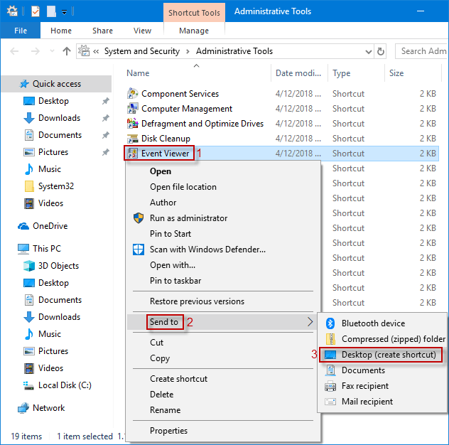 So erstellen Sie eine Verknüpfung zur Ereignisanzeige auf dem Windows 10-Desktop