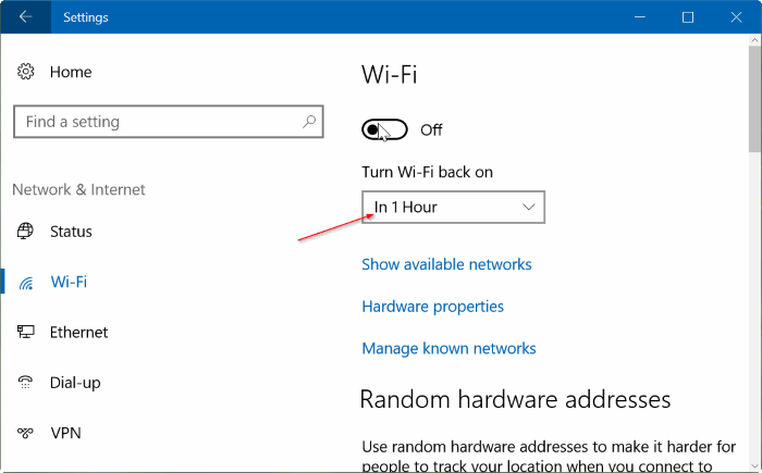 在 Windows 10 上設定計時器以在 1 小時、4 小時或 1 天後自動開啟 Wifi