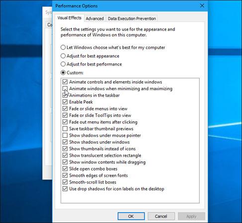 Istruzioni su come regolare e disattivare gli effetti di movimento delle finestre su Windows