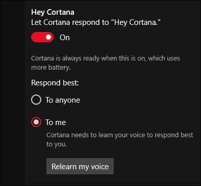 Windows 10 で Cortana を使用して構成する