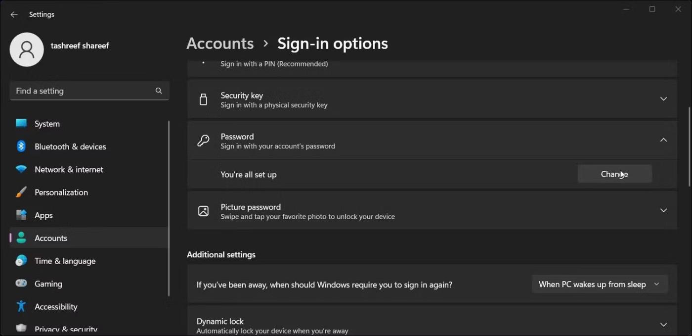 Come cambiare la password dell'account in Windows 11