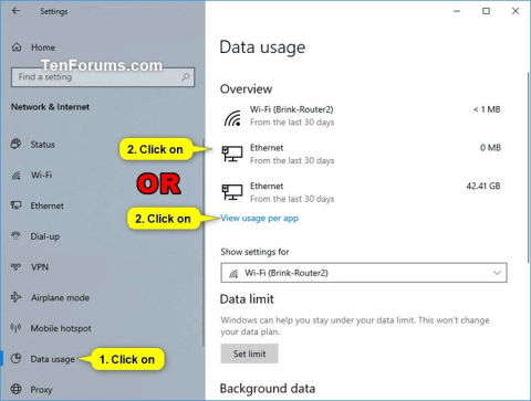 Comment réinitialiser lutilisation des données réseau sous Windows 10