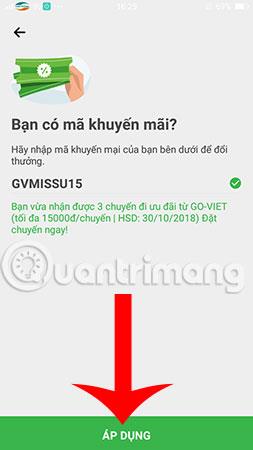 Comment saisir le code promotionnel sur Go Viet