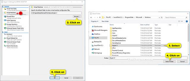 Come modificare la directory predefinita per l'archiviazione delle macchine virtuali Hyper-V in Windows 10